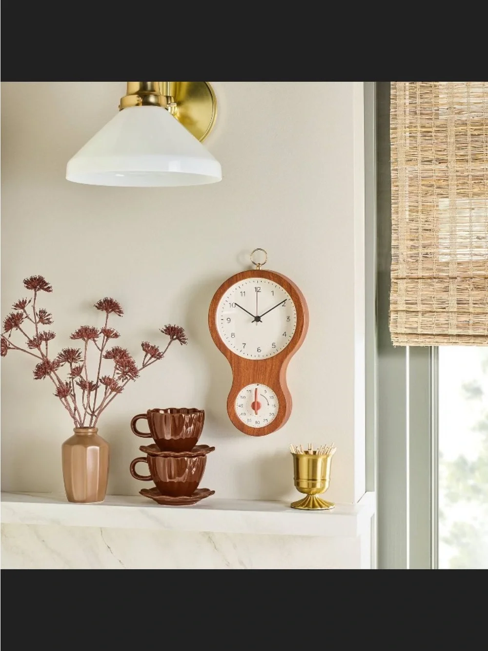 Faux Wood and Brass Kitchen Clock and Timer - Hearth & Hand™ with Magnolia